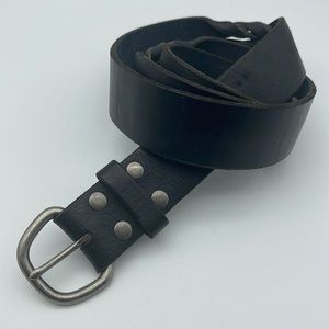 Stamp 10 Black Leather Belt Braided Moto Biker Goth Sz L